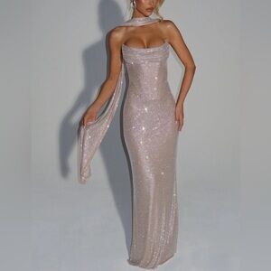 Sparkling Strapless Evening Dress